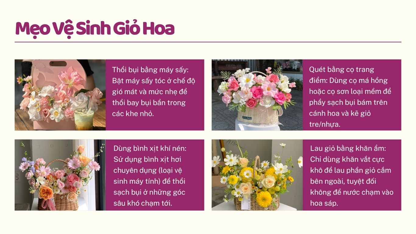 Các mẹo vệ sinh giỏ hoa sáp