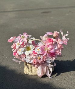 Giỏ Hoa Sáp Mix Hoa Ly Tulip Thiết Kế Dáng Trái Tim GH03 TiNi Florist